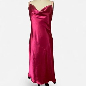 Magenta Satin Slip Dress